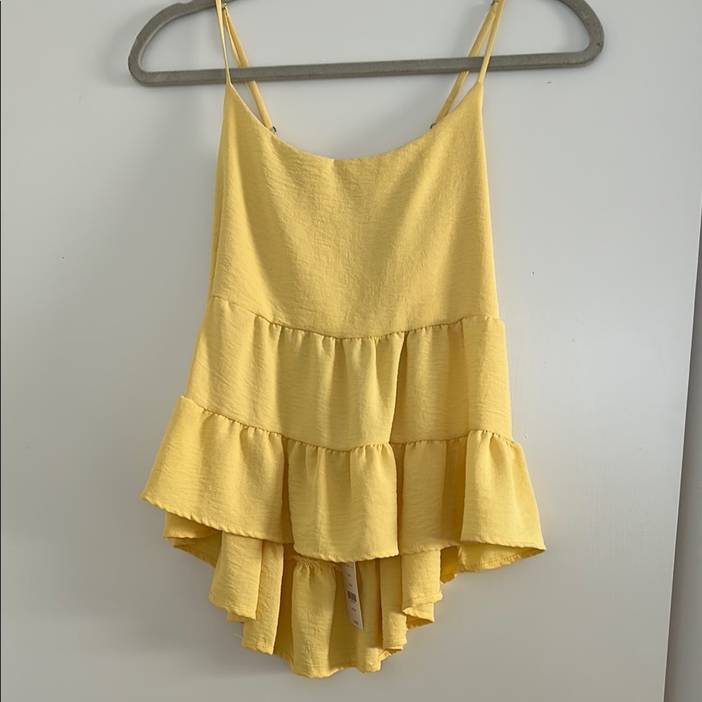 Butter Yellow Willow + Root Tiered Keyhole Tank Top